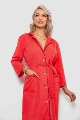 Халат жіночий домашній в горошок, колір червоний, 257R334