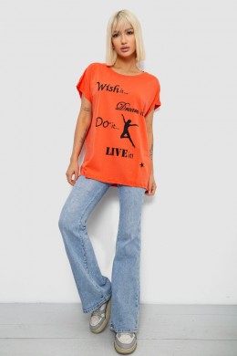 Футболка женская с принтом, цвет оранжевый, 244R3004