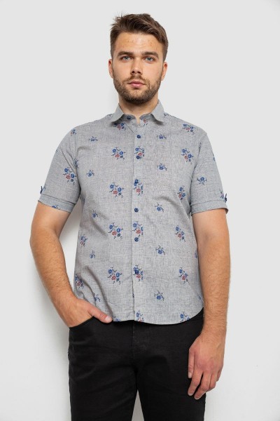 Рубашка мужская с принтом  -уценка, цвет серый, 214R6917-88-U