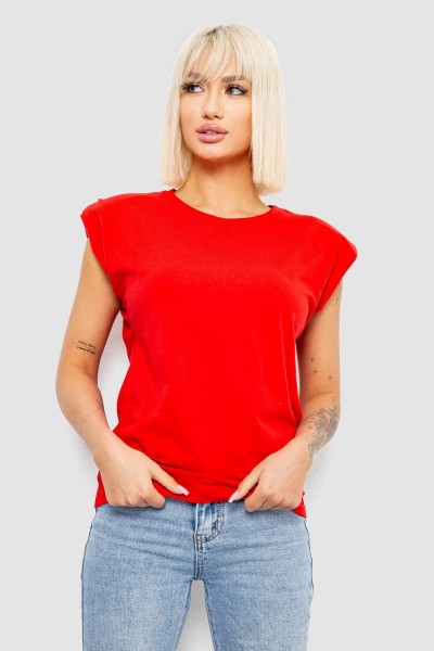 Футболка женская однотонная, цвет красный, 244R2215-5