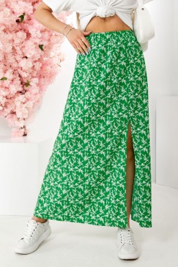 Юбка софт с цветочным принтом, цвет зеленый, 257R11