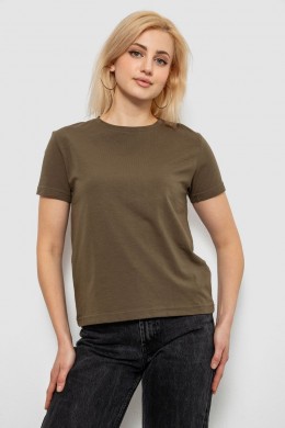 Футболка женская однотонная, цвет хаки, 244R802-5