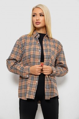 Рубашка женская в клетку, цвет мокко, 244R1070-3