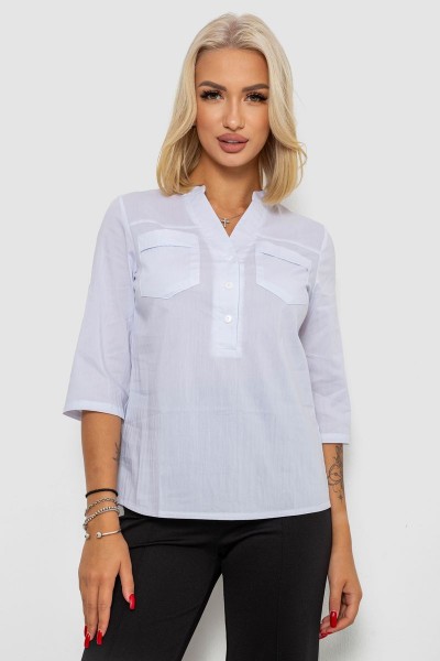 Блуза однотонная, цвет белый, 230RP-96-1