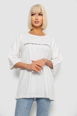 Футболка женская с принтом, цвет молочный, 244R2020