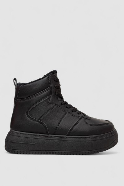 Кеды женские на меху, цвет черный, 248RK07