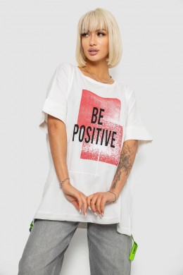 Футболка жіноча з принтом, колір білий, 244R4011