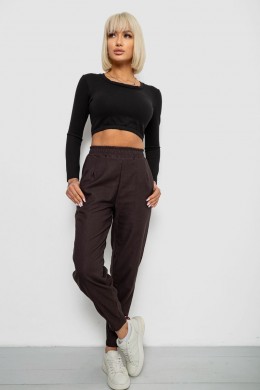 Штаны женские на тонком флисе, цвет шоколадный, 257R727