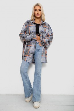 Рубашка женская в клетку, цвет серо-синий, 257R505