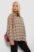 Рубашка женская в клетку, цвет бежевый, 244R1070-3 Рубашка женская в клетку, цвет бежевый, 244R1070-3