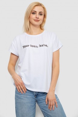 Футболка жіноча з принтом, колір білий, 244R3016