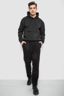 Спортивные штаны мужские однотонные на поларфлисе, цвет черный, 257R21