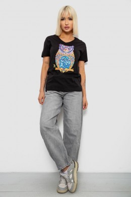 Футболка женская с принтом, цвет черный, 244R2804