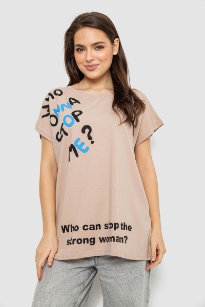 Футболка женская с принтом, цвет бежевый, 244R3001