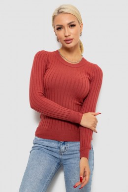 Водолазка женская в рубчик, цвет темно-коралловый, 204R9031