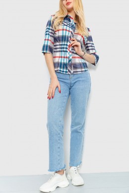 Рубашка женская в клетку, цвет сине-серый, 230R063