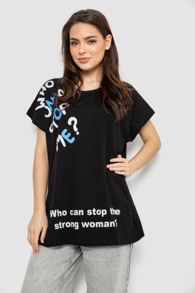 Футболка женская с принтом, цвет черный, 244R3001