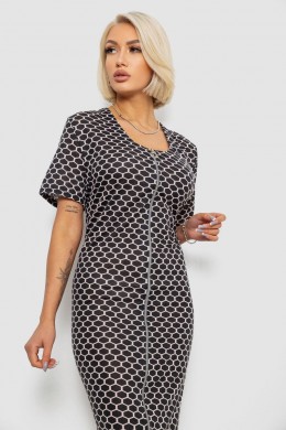 Халат женский на молнии с принтом, цвет черный, 257R1030-7