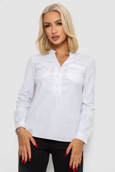 Блуза однотонная, цвет белый, 230R96-12