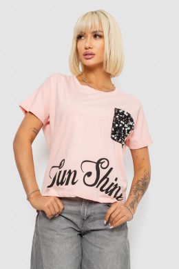 Футболка женская с принтом, цвет персиковый, 244R2057
