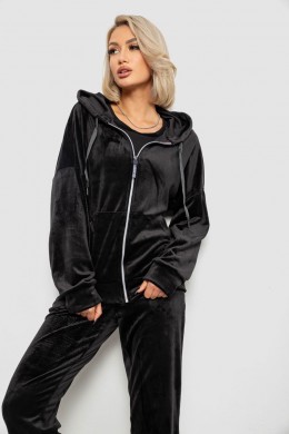 Спортивний костюм жіночий велюровий, колір чорний, 257R4122