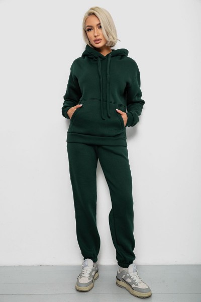 Спортивный костюм женский на флисе, цвет темно-зеленый, 247R2039