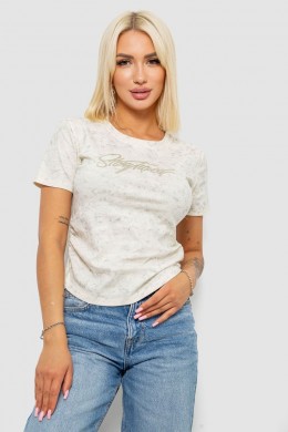 Футболка женская с принтом, цвет кремовый, 221R3303
