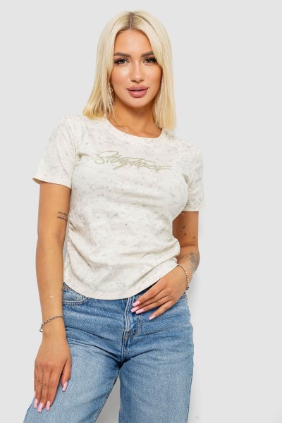 Футболка женская с принтом, цвет кремовый, 221R3303