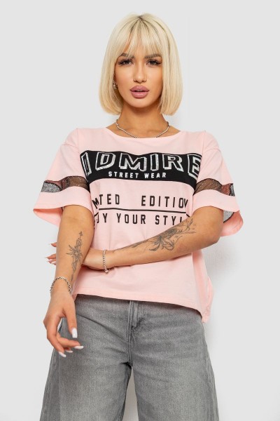 Футболка женская с принтом, цвет персиковый, 244R2153-5