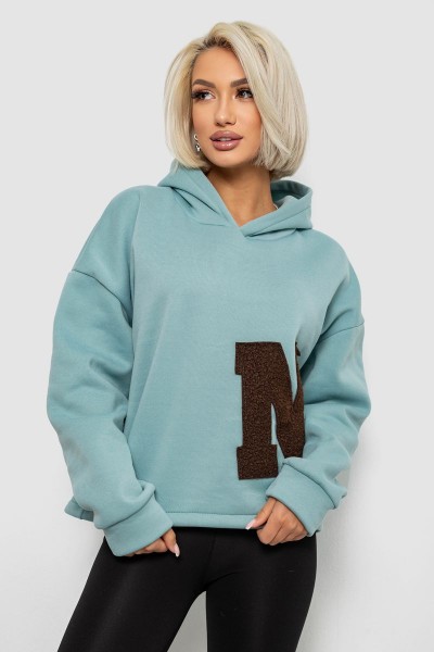 Худи женский с капюшоном на флисе, цвет светло-оливковый, 257R335