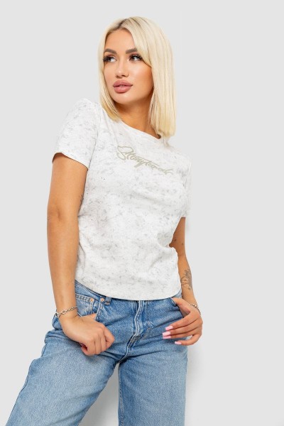Футболка женская с принтом, цвет молочный, 221R3303