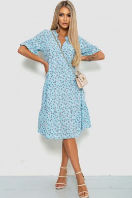 Платье с цветочным принтом, цвет голубой, 102R5251-1