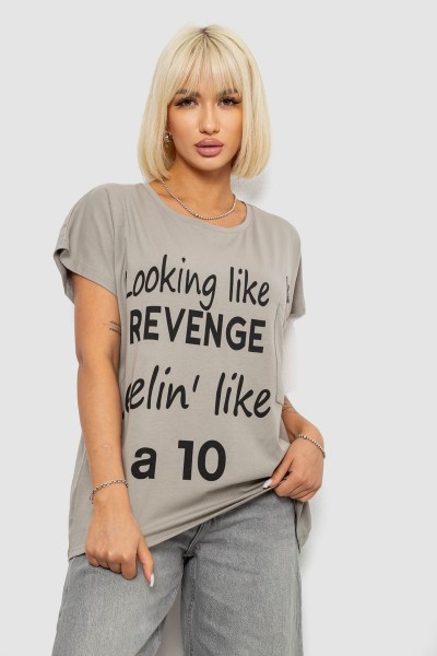 Футболка женская с принтом, цвет серый, 244R3013-5