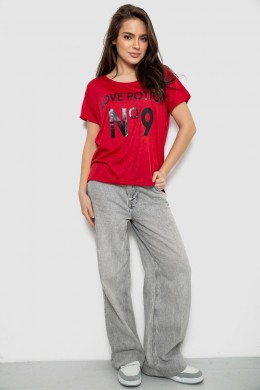 Футболка женская с принтом, цвет красный, 244R2073-1