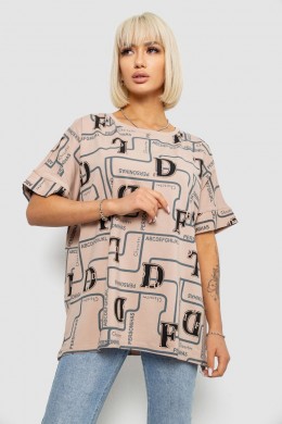 Футболка женская с принтом, цвет бежевый, 244R4016