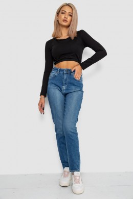 Джинси жіночі Mom-fit стрейч, колір синій, 244R1136