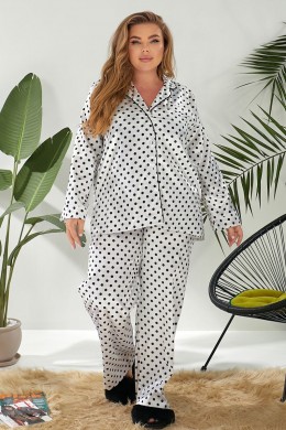 Пижама женская в горох  -уценка, цвет молочный, 257R333-U-6