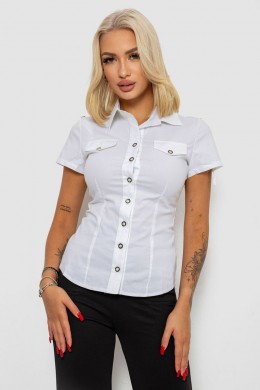 Рубашка женская однотонная, цвет белый, 230R068-1