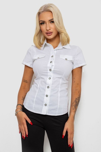 Рубашка женская однотонная, цвет белый, 230R068-1
