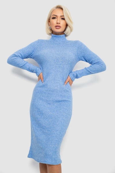 Платье повседневное утепленное, цвет голубой, 257R115