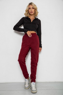 Спортивні штани жіночі на флісі, колір бордовий, 238R58671