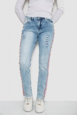 Джинсы женские с лампасами  -уценка, цвет голубой, 247R1547-U-7