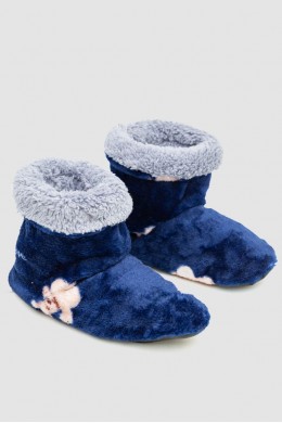 Тапочки-сапожки  домашние плюшевые, цвет сине-серый, 102R1004-1