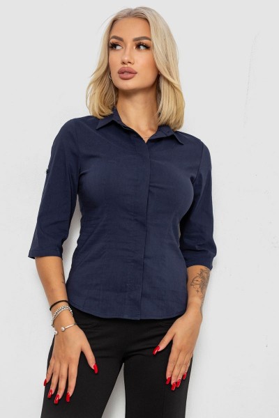 Блуза классическая, цвет синий, 230R08-1