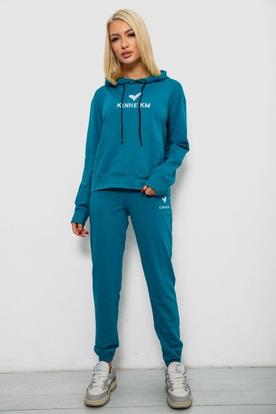 Спортивный костюм женский двухнитка  -уценка, цвет бирюзовый, 214R1419-007-U-3