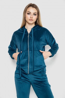 Спортивный костюм женский велюровый, цвет изумрудный, 177R018