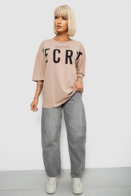 Футболка женская с принтом, цвет бежевый, 244R3008-1