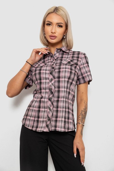 Сорочка жіноча в клітинку, колір пудровий, 230R065