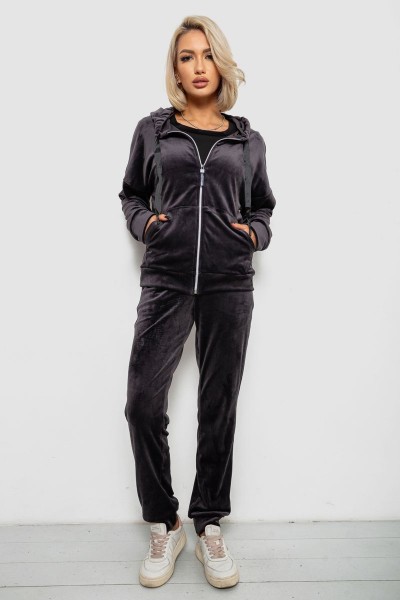 Спортивний костюм жіночий велюровий, колір чорнильний, 257R4122
