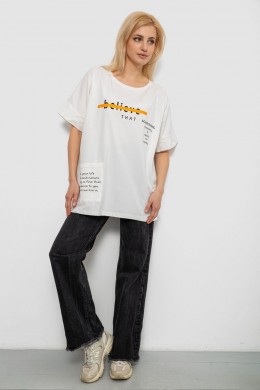 Футболка женская с принтом, цвет молочный, 244R4020